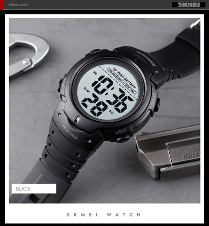 Men's Outdoor Digital Watch – 100M Waterproof, LED, 10-Year Battery, Alarm & Date Display