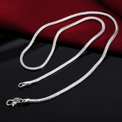 Solid Snake Chain Necklace – 1mm / 2mm / 3mm Silver Tone Unisex Jewelry