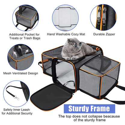 Expandable Pet Carrier Bag – Airline Approved Travel Bag for Dogs & Cats