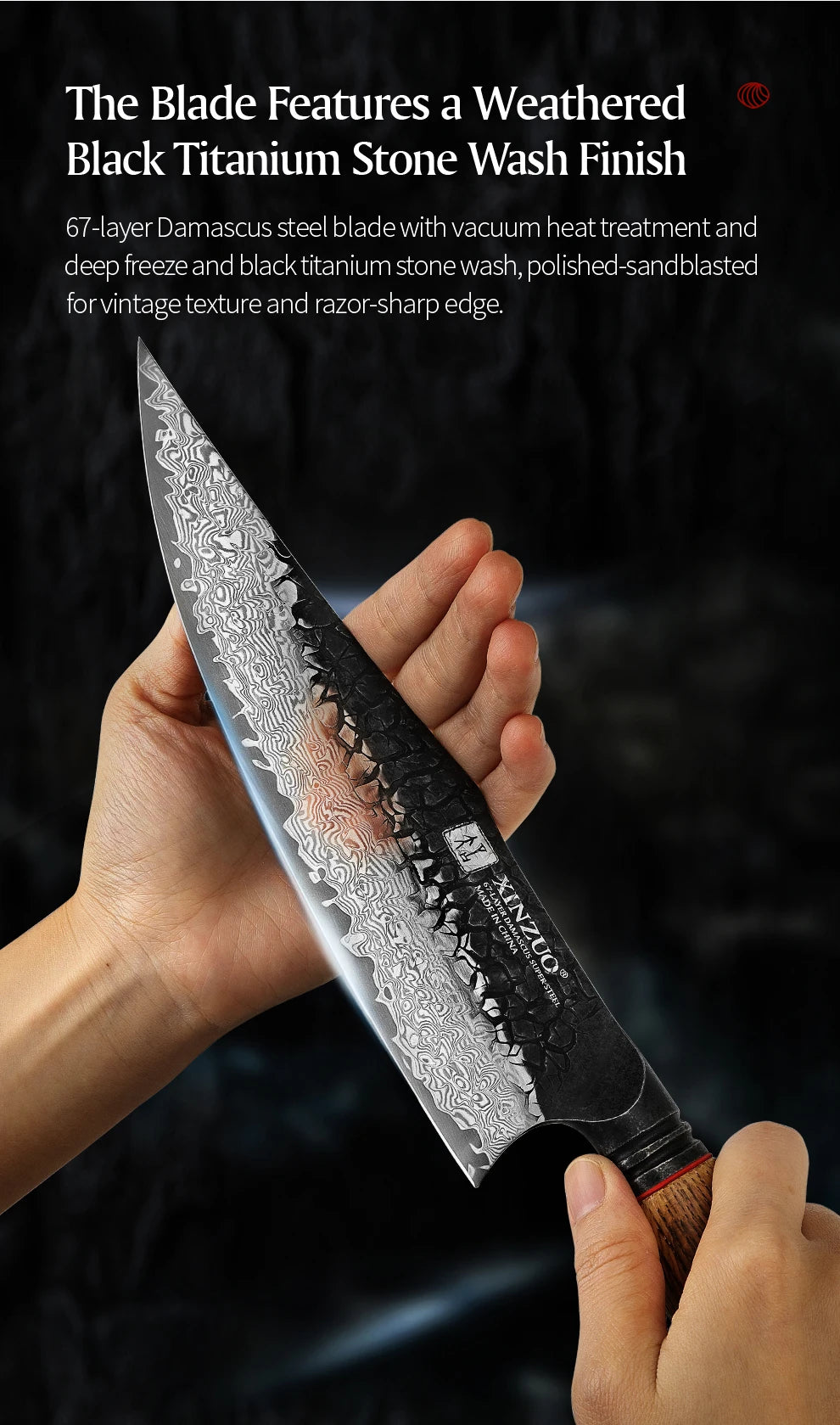 XINZUO 8.6-inch Damascus Chef Knife 67-layer craftsmanship hand forged knife 60±2 HRC hardness high-end gift in elegant box