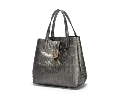 CH Large Capacity Handbag Luxury Brand Temperament Letter Print with Lock Design 2025 Trendy Women's Crossbody Bag - BeeTrendyShop.COM