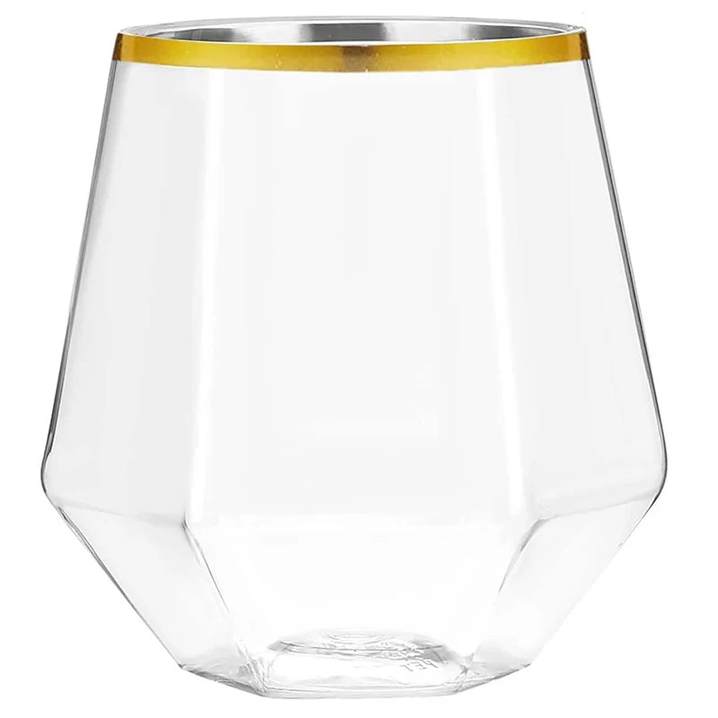 Diamond Clear Plastic Wine Glass – 360ml Party Cocktail Tumbler