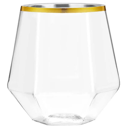 Diamond Clear Plastic Wine Glass – 360ml Party Cocktail Tumbler