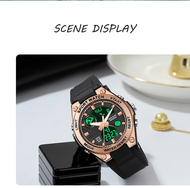 SANDA Brand G Style LED Digital Watch Women Sport Chronograph Lady Quartz Wristwatch 50m Waterproof Female Girl Electronic Clock