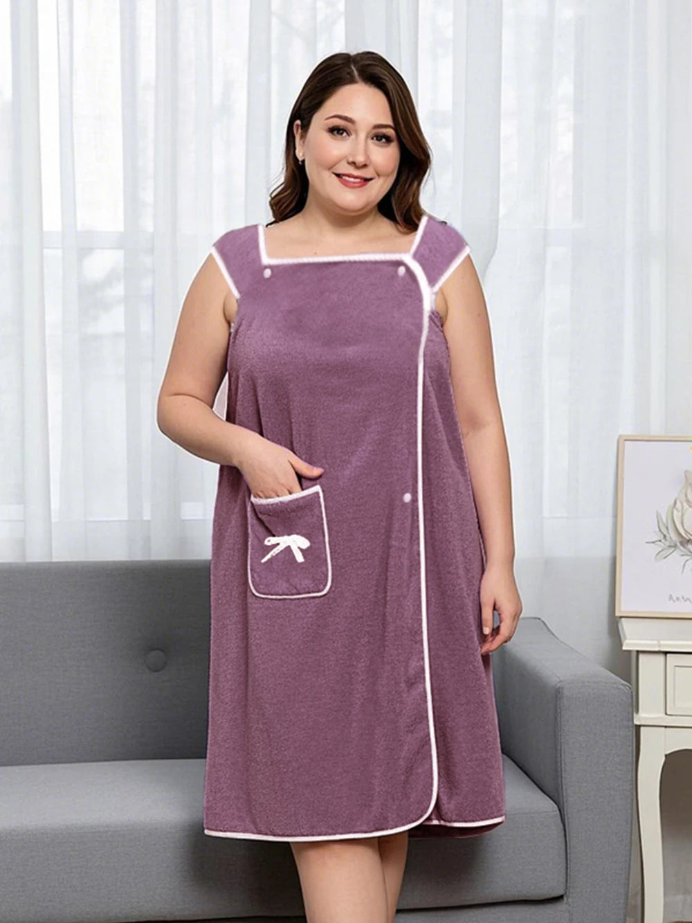 Womens Wearable Bath Towel 90x150cm – Fast-Dry Bathrobe Wrap for Beach, Spa & Gym