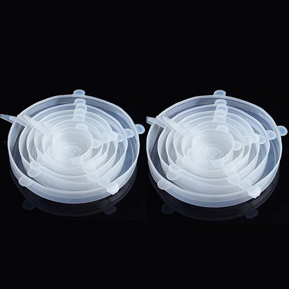 6-Piece Silicone Stretch Lids – Universal Microwave Food Covers & Elastic Bowl Caps