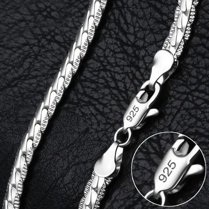 925 Sterling Silver 6mm Side Chain Necklace & Bracelet Set – Unisex Fine Jewelry
