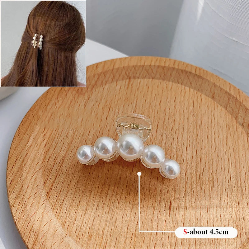 Korean Big Pearl Hair Claw Clip – Elegant Hairgrip Barrette for Women & Girls