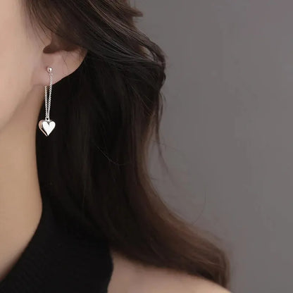 Hollow Heart Hoop Earrings – Geometric Silver Fashion Jewelry for Women & Girls