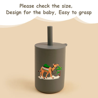 Baby Feeding Straw Cup – Anti-Hot Leakproof Silicone Toddler Water Bottle
