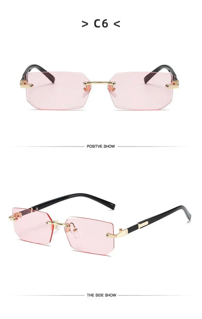 High Definition Blue Light Blocking Sunglasses – UV400 Rimless Square Eyewear