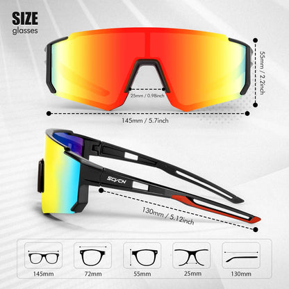 SCVCN Sport Cycling Sunglasses – TR90 Frame UV400 for Hiking & Baseball