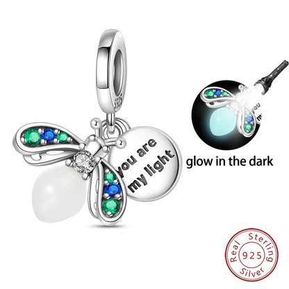925 Sterling Silver Chameleon Luminous Butterfly Charm Bead – DIY Jewelry