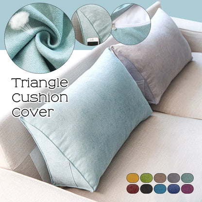 Soft Sofa Triangle Back Cushion Cover – Rectangular Bed Headboard Backrest Support Pillowcase with Pockets