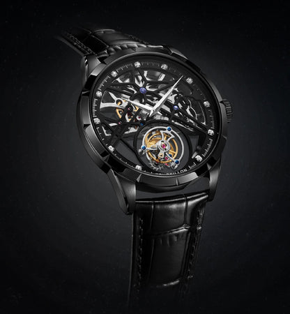 AESOP Flying Tourbillon Skeleton Mechanical Watch – Sapphire Mirror, Men's Luxury Timepiece