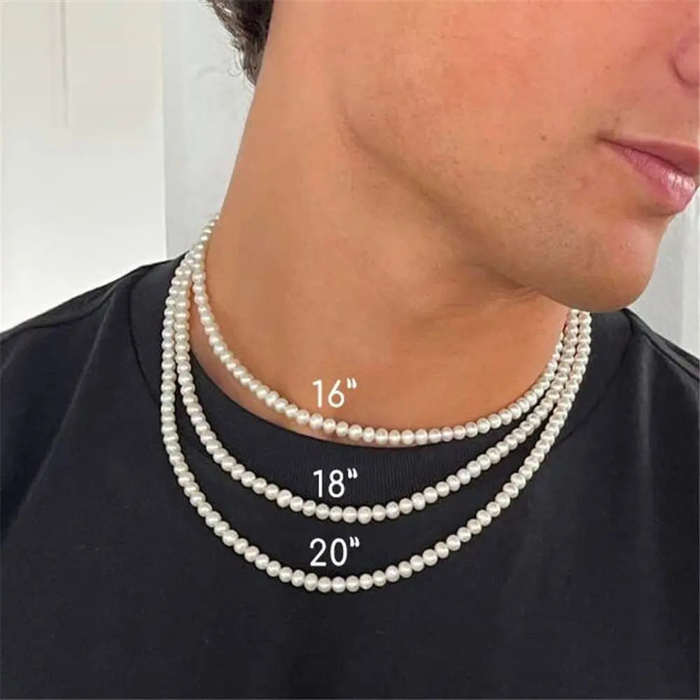 8MM Pearl Bead Strand Necklace – Handmade Unisex Jewelry for Women, Men & Girls