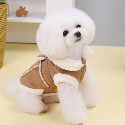 Cozy Winter Dog Jacket with Bow - Warm Plush Coat for Small Dogs - BeeTrendyShop.COM