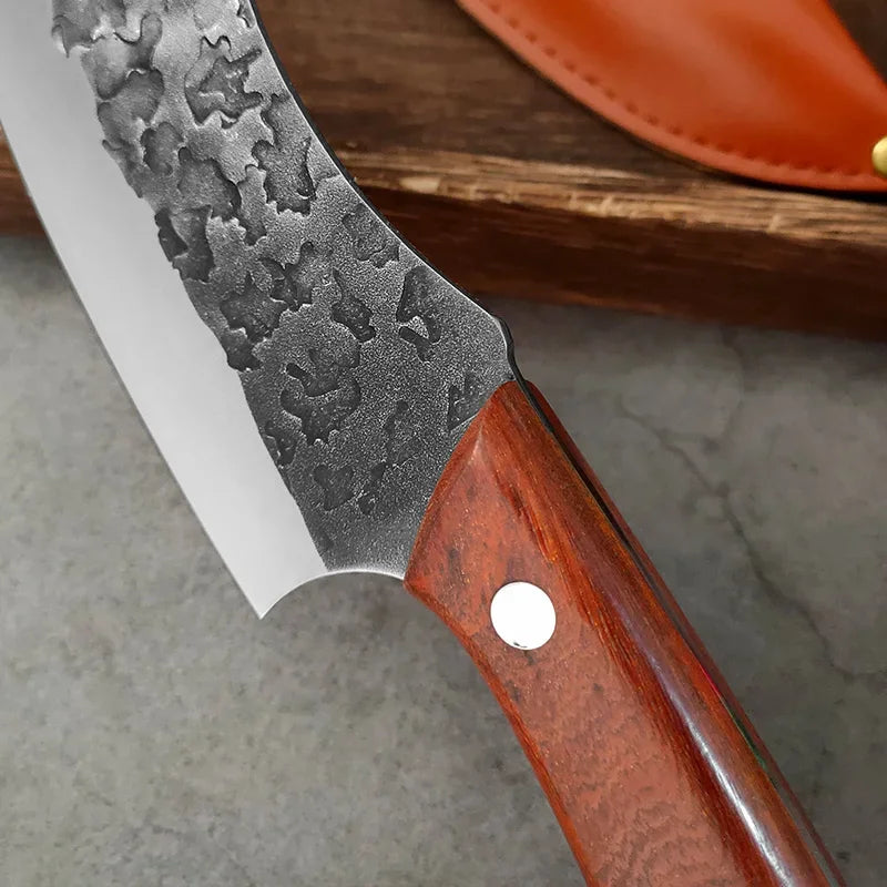 Forged Kitchen Knife Stainless Steel Meat Cleaver Boning Knife Fruit Slicing Cutting Knife Multifunctional Knife with KnifeCover