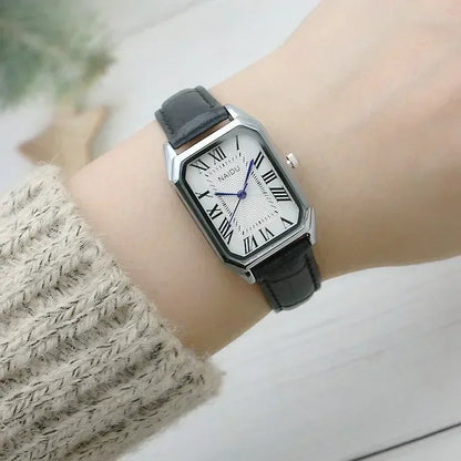Retro Watches Classic Casual Quartz Dial Leather Strap Band Rectangle Clock Fashionable Wrist Watches for Women Wrist Watch - BeeTrendyShop.COM