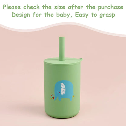 Baby Feeding Straw Cup – Anti-Hot Leakproof Silicone Toddler Water Bottle
