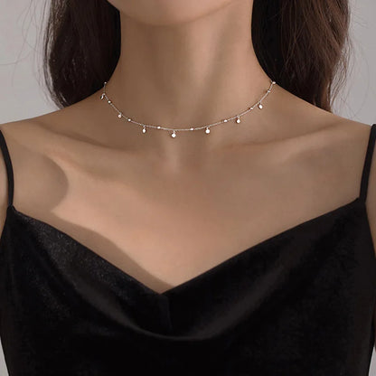 925 Sterling Silver Tassel Round Pendant Necklace – Elegant Geometric Chain for Women