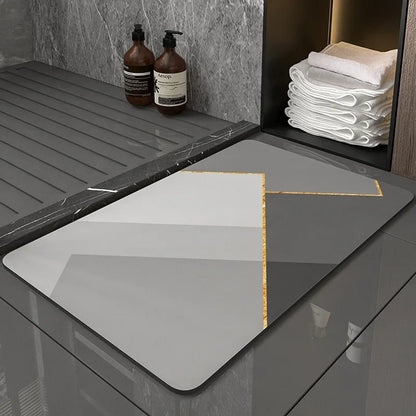 Diatom Mud Bathroom Mat – Nordic Style Anti-Slip Absorbent Toilet Floor Carpet | Soft Diatomite
