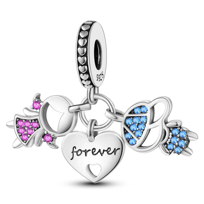 925 Sterling Silver Tree of Life & Peach Heart Charm Bead – Sweet Love DIY Jewelry