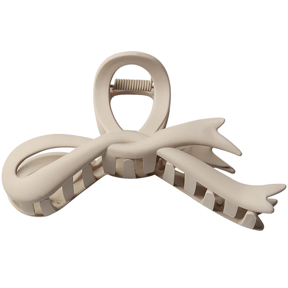 Matte Ribbon Bow Hair Claw Clip – Vintage Shark Ponytail Barrette for Women