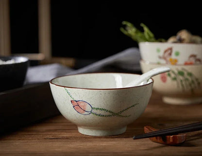 4.5-Inch Japanese Retro Ceramic Rice Bowl – Household Soup & Eating Dish