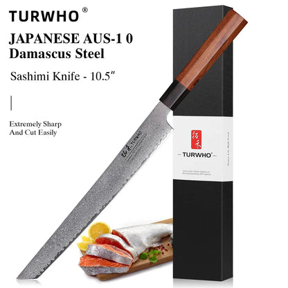 TURWHO Hand Forged Japanese Damascus Steel Chef Knife – Santoku, Sashimi & More