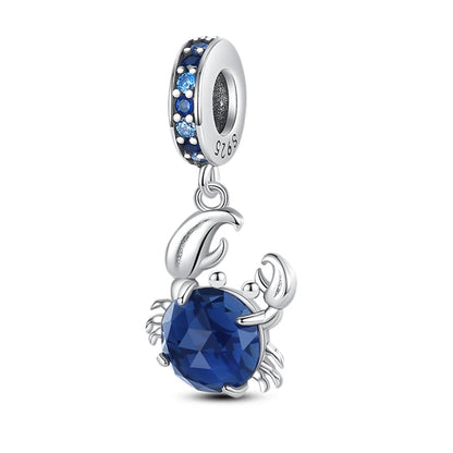 925 Sterling Silver Blue Crab & Red Lobster Charm Bead – Ocean DIY Jewelry