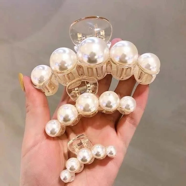 Korean Big Pearl Hair Claw Clip – Elegant Hairgrip Barrette for Women & Girls