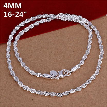 925 Sterling Silver 4mm Figaro Chain Necklace & Bracelet – Unisex Fine Jewelry
