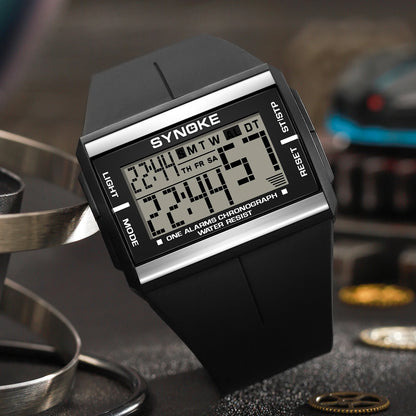 Black digital watch with SYNOKE branding on a dark background