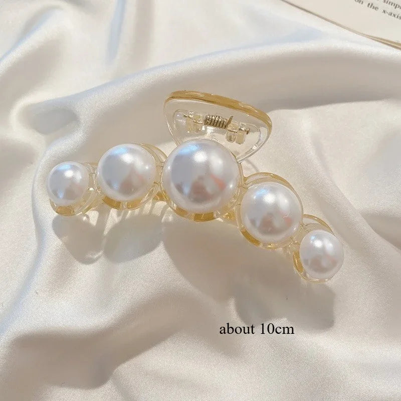 Korean Big Pearl Hair Claw Clip – Elegant Hairgrip Barrette for Women & Girls