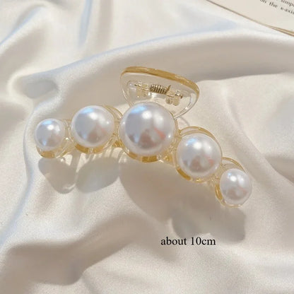 Korean Big Pearl Hair Claw Clip – Elegant Hairgrip Barrette for Women & Girls