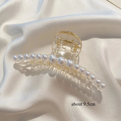 Korean Big Pearl Hair Claw Clip – Elegant Hairgrip Barrette for Women & Girls
