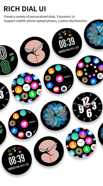 LIGE Smartwatch – Wireless Charging, Bluetooth Calls, Custom Watch Face, Fitness Tracker with Box