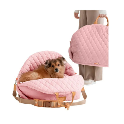 Luxury Pet Carrier Handbag & Car Seat Booster – 3-in-1 Washable Travel Bag for Small Dogs & Cats