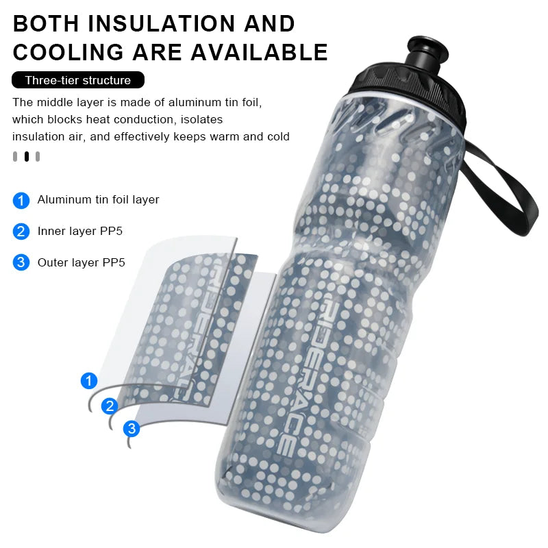 Bicycle Water Bottle 670ml – Dual Layer Thermal Insulated MTB Road Bike Sports Bottle