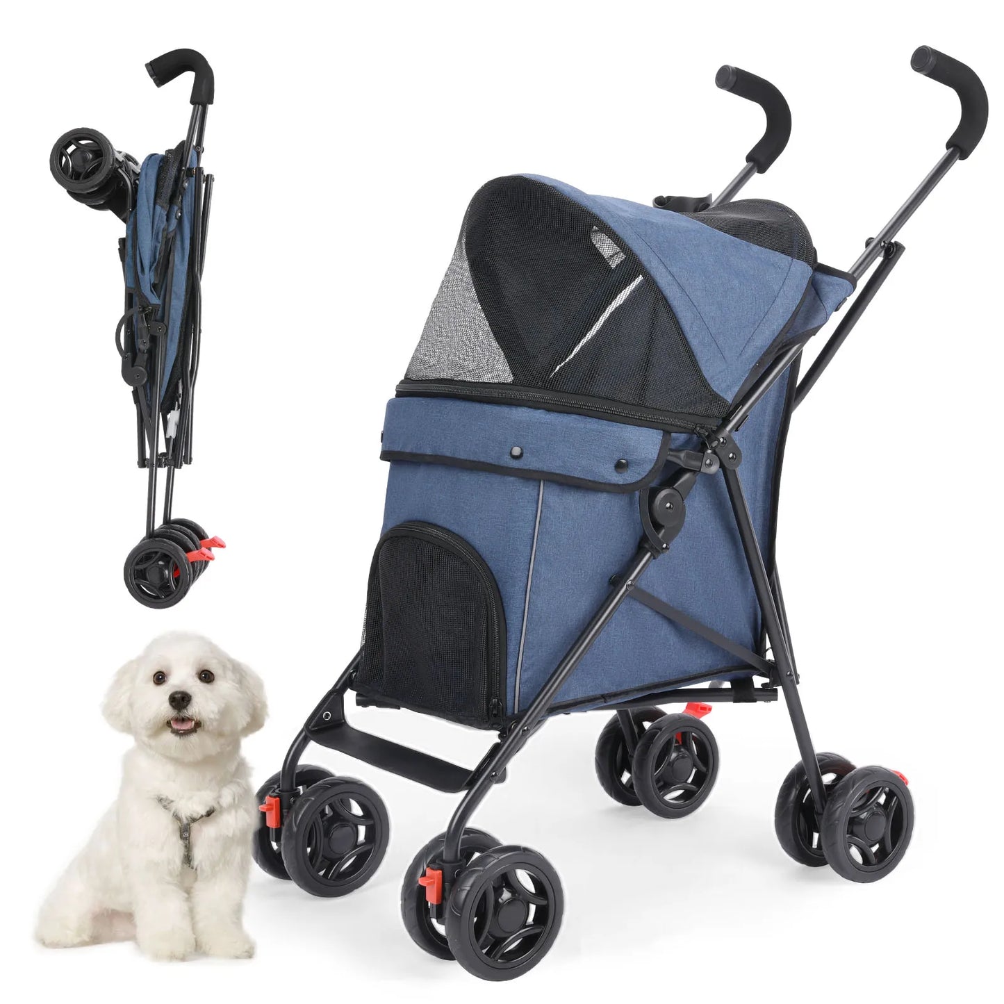 Portable Pet Stroller - Breathable Carrier for Small Dogs & Cats