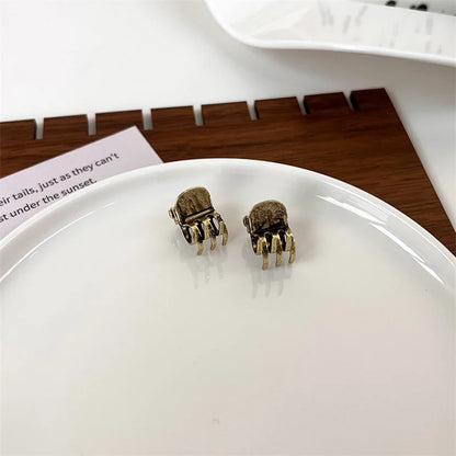 Vintage Metal Mini Hair Claw Clips – Gold, Silver & Bronze Bangs Clip for Women