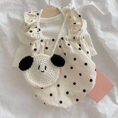 Polka Dot Dog Dress with Suspenders – Luxury Summer Skirt Vest for Small Dogs