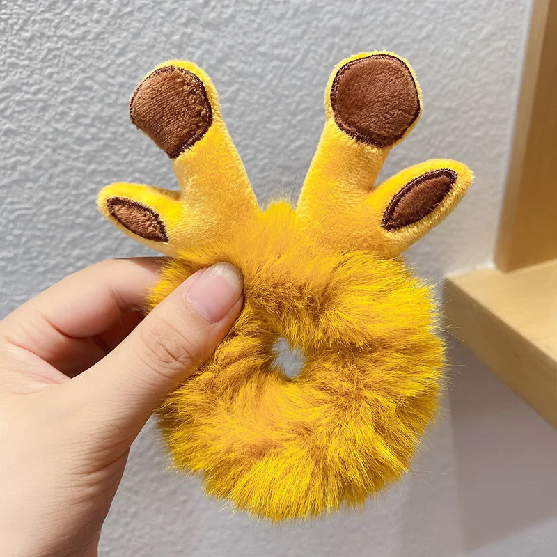 1PC 3D Plush Bunny Ear Hair Ties for Girls & Women