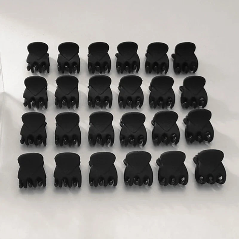 Mini Hair Claw Clips – Black Plastic Hairpins for Women, Girls & Kids