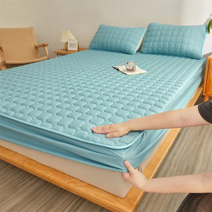 Couple Double Elastic Fitted Bed Sheet – Mattress Cover 140/160x200 Queen Size Bed Linen