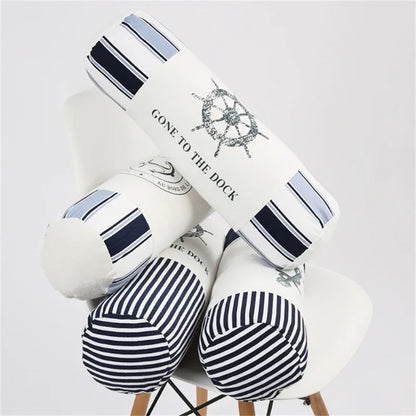 Mediterranean Sea Anchor Cylindrical Bolster Cushion 45x15cm – Cotton Linen Sofa & Bed Pillow Decoration