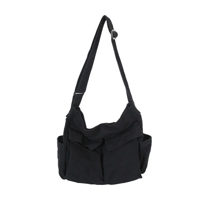 Black shoulder bag on a white background