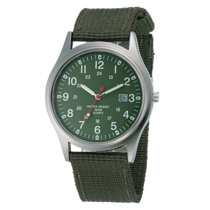 1pc / lot Cheap Watches For Men Fashion Nylon Band Military Army Sports Date Quartz Watch Erkek Barato Saat Reloj Hombre Black - BeeTrendyShop.COM