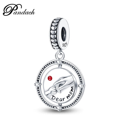 925 Sterling Silver Mom & Daughter Heart Charm – Mother's Day DIY Jewelry